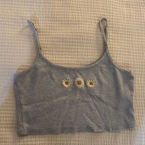 Hollister Gray Crop Top with Daisy Detail